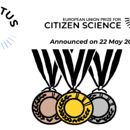 Illustration de la remise des prix de science participative IMPETUS avec trois médailles d'or, d'argent et de bronze